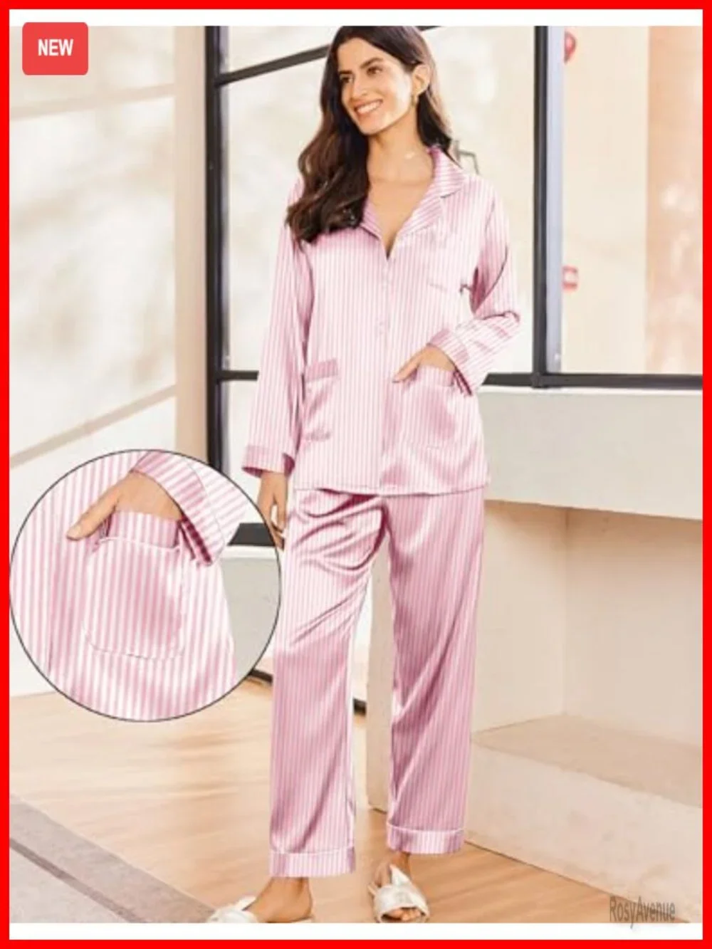 Satin Button Down Long Sleeve Pajama Set